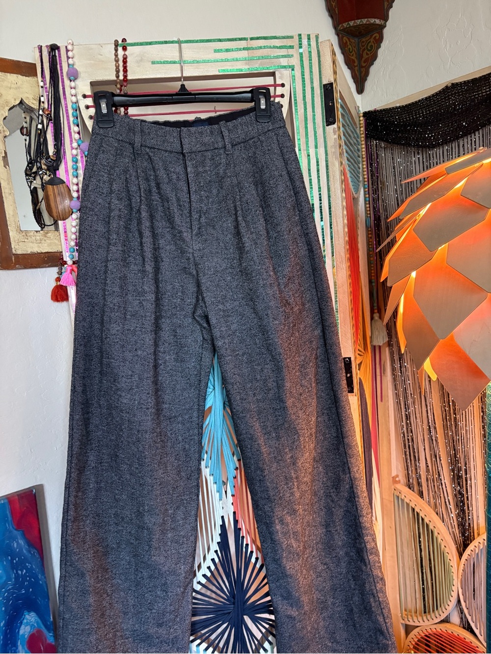 GAP Women's Charcoal Gray Wide-Leg Dress Pants